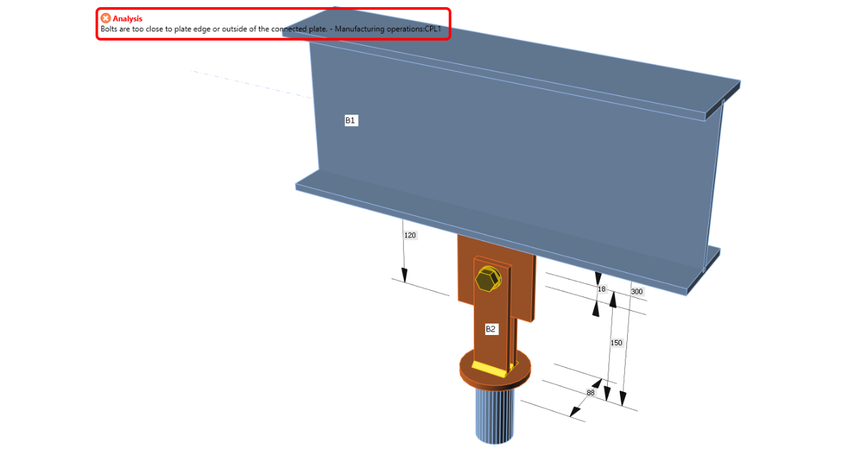 Bolts are too close to plate edge IDEA StatiCa